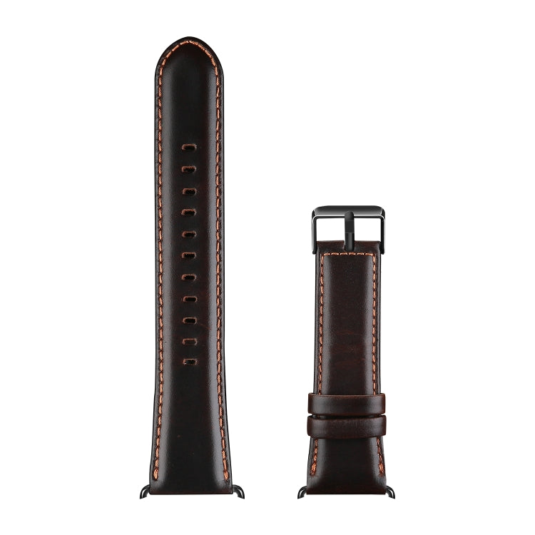 For Apple Watch SE 2023 44mm DUX DUCIS Business Genuine Leather Watch Strap(Coffee) by DUX DUCIS