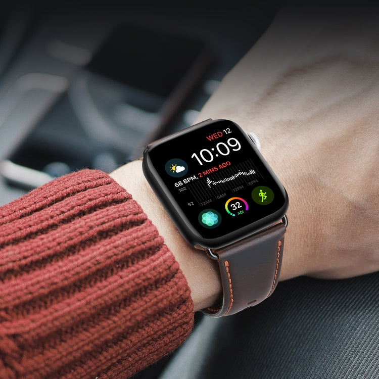 For Apple Watch Ultra 2 49mm DUX DUCIS Business Genuine Leather Watch Strap(Coffee) by DUX DUCIS