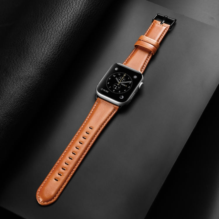 For Apple Watch Ultra 2 49mm DUX DUCIS Business Genuine Leather Watch Strap(Khaki) by DUX DUCIS