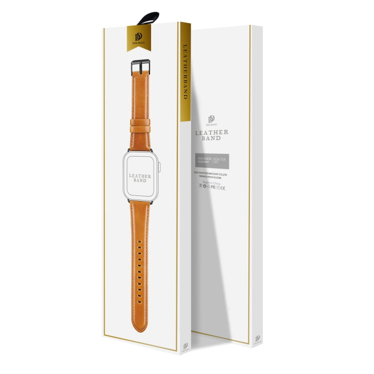 For Apple Watch Ultra 2 49mm DUX DUCIS Business Genuine Leather Watch Strap(Khaki) by DUX DUCIS