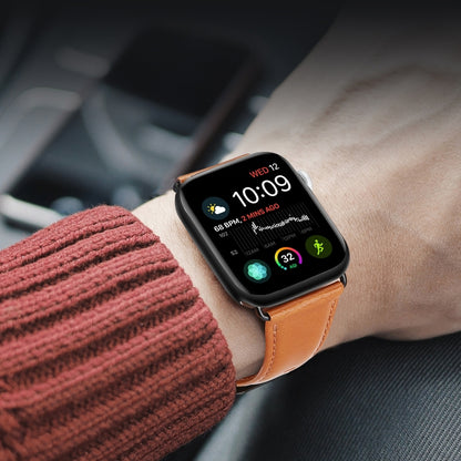 For Apple Watch Ultra 49mm DUX DUCIS Business Genuine Leather Watch Strap(Khaki) by DUX DUCIS