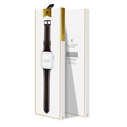 For Apple Watch Series 8 45mm DUX DUCIS Business Genuine Leather Watch Strap(Coffee) by DUX DUCIS