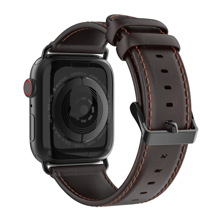 For Apple Watch SE 40mm DUX DUCIS Business Genuine Leather Watch Strap(Coffee) by DUX DUCIS