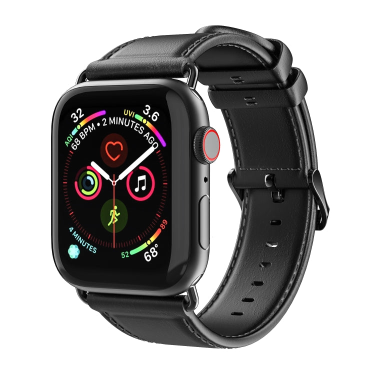 For Apple Watch Series 6 40mm DUX DUCIS Business Genuine Leather Watch Strap(Black) by DUX DUCIS