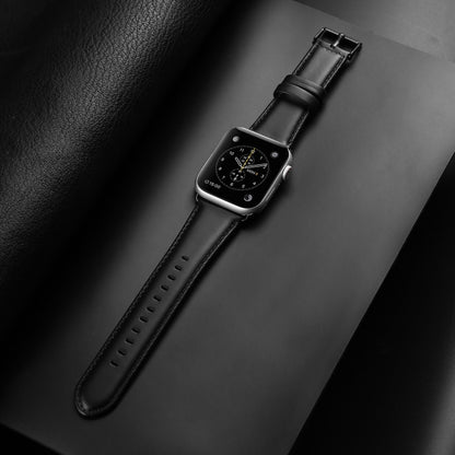For Apple Watch Series 5 44mm DUX DUCIS Business Genuine Leather Watch Strap(Black) by DUX DUCIS