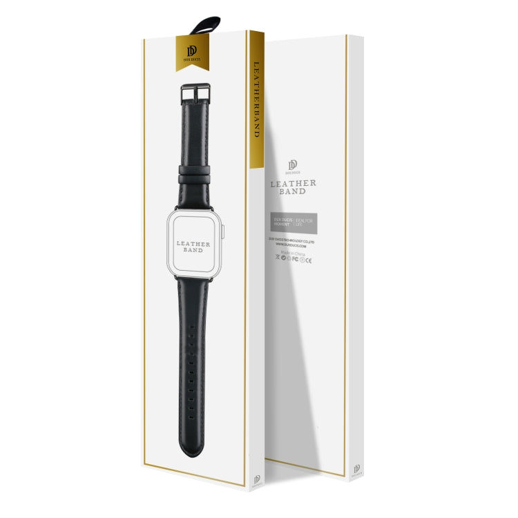 For Apple Watch Series 3 38mm DUX DUCIS Business Genuine Leather Watch Strap(Black) by DUX DUCIS