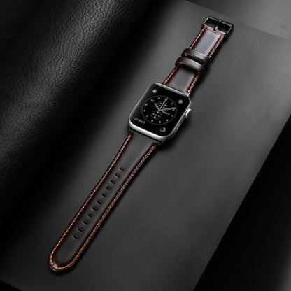 For Apple Watch Series 10 42mm DUX DUCIS Business Genuine Leather Watch Strap(Coffee) by DUX DUCIS