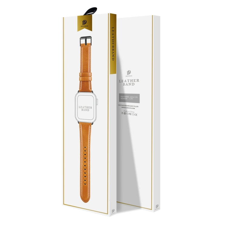 For Apple Watch Series 10 42mm DUX DUCIS Business Genuine Leather Watch Strap(Khaki) by DUX DUCIS