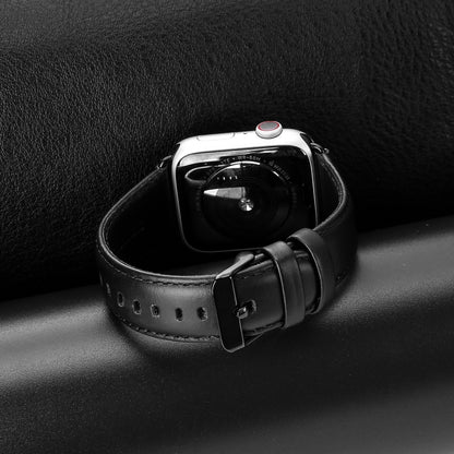 For Apple Watch Series 10 46mm DUX DUCIS Business Genuine Leather Watch Strap(Black) by DUX DUCIS