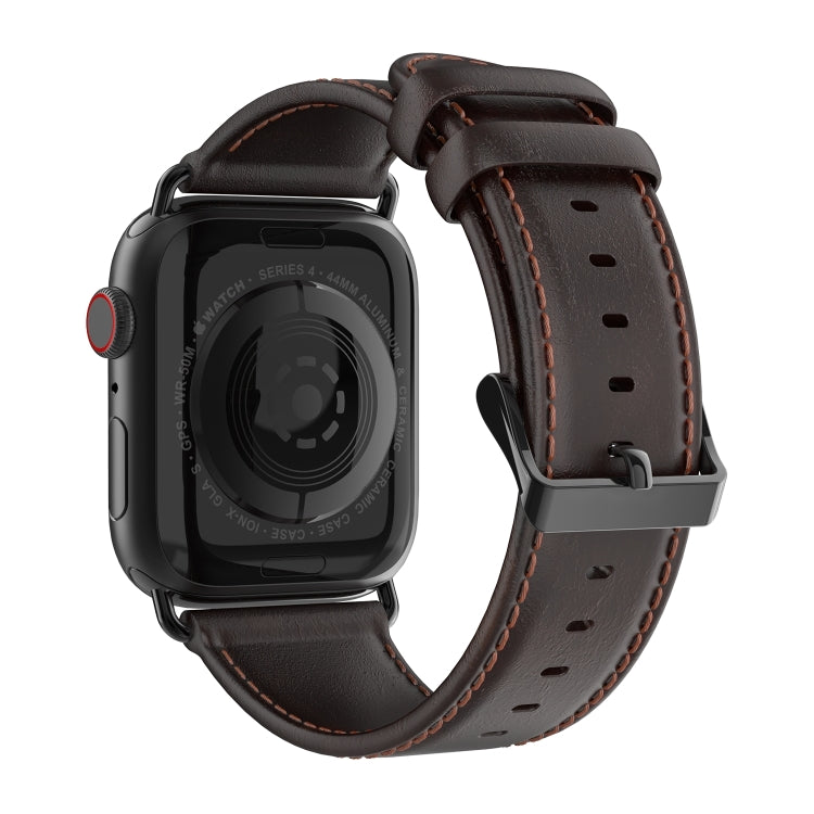 For Apple Watch Series 10 46mm DUX DUCIS Business Genuine Leather Watch Strap(Coffee) by DUX DUCIS