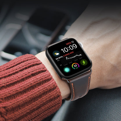 For Apple Watch Series 10 46mm DUX DUCIS Business Genuine Leather Watch Strap(Coffee) by DUX DUCIS