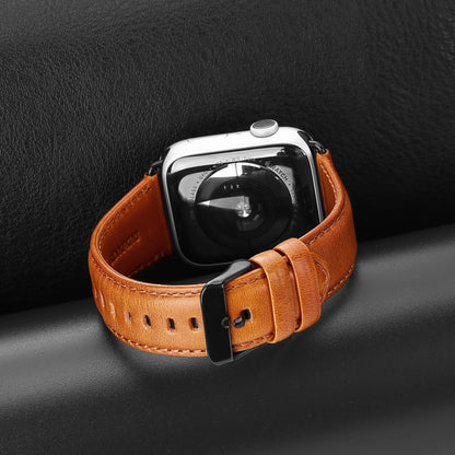 For Apple Watch Series 10 46mm DUX DUCIS Business Genuine Leather Watch Strap(Khaki) by DUX DUCIS