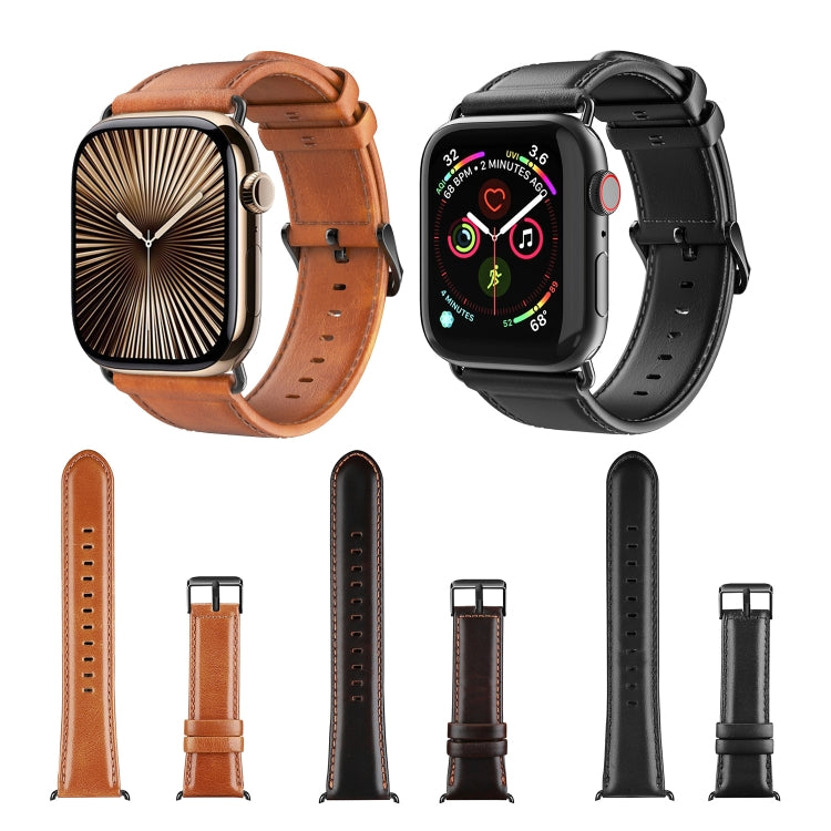 For Apple Watch Series 2 38mm DUX DUCIS Business Genuine Leather Watch Strap(Black) by DUX DUCIS