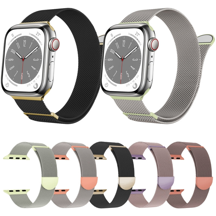 For Apple Watch SE 2023 44mm Two Color Milanese Loop Magnetic Watch Band(Pink Orange) by buy2fix