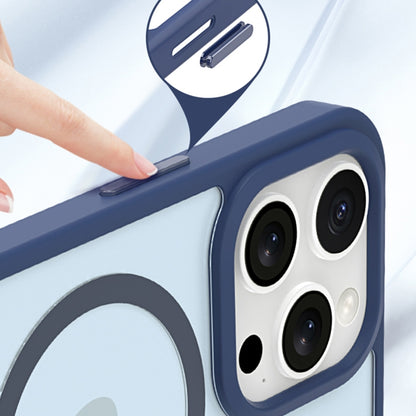 For iPhone 13 Pro Max Metal Button Skin Feel Matte MagSafe Shockproof Phone Case(Dark Blue) by buy2fix