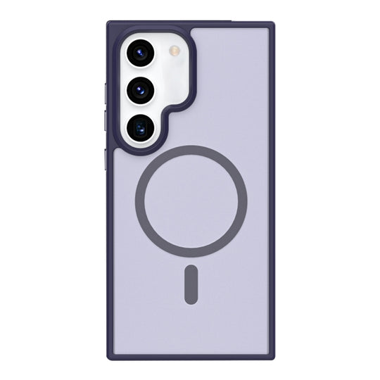 For Samsung Galaxy S21 5G Metal Button Skin Feel Matte MagSafe Shockproof Phone Case(Purple)