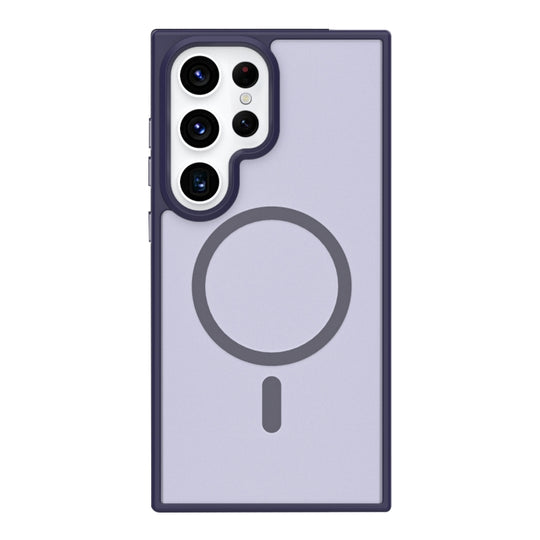 For Samsung Galaxy S22 Ultra 5G Metal Button Skin Feel Matte MagSafe Shockproof Phone Case(Purple)