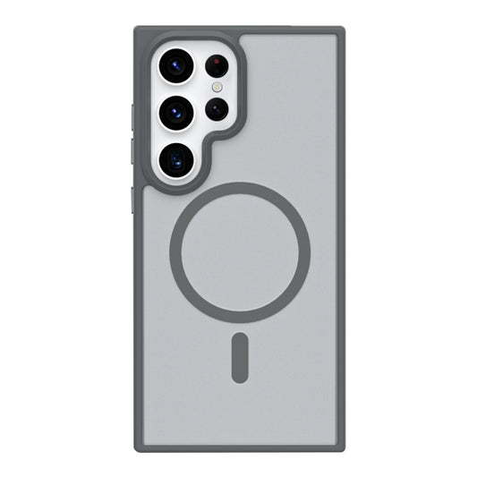 For Samsung Galaxy S22 Ultra 5G Metal Button Skin Feel Matte MagSafe Shockproof Phone Case(Grey) by buy2fix