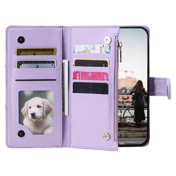 For iPhone 16e Glitter Lattice Zipper Wallet Leather Phone Case(Purple) - iPhone 16e Cases by buy2fix | Online Shopping UK | buy2fix