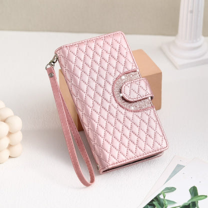 For Google Pixel 8 Glitter Lattice Zipper Wallet Leather Phone Case(Rose Gold) by buy2fix