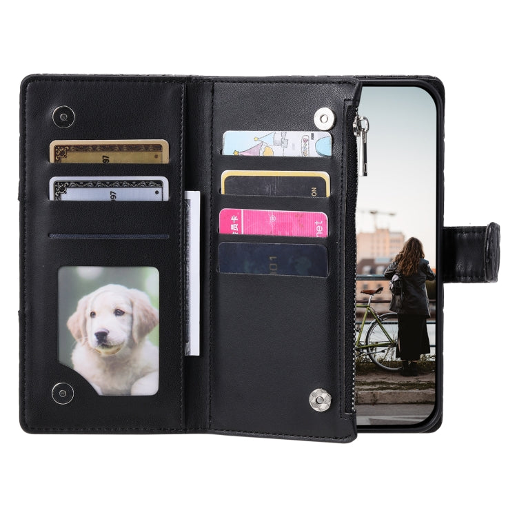 For Google Pixel 9 Pro XL Glitter Lattice Zipper Wallet Leather Phone Case(Black) by buy2fix