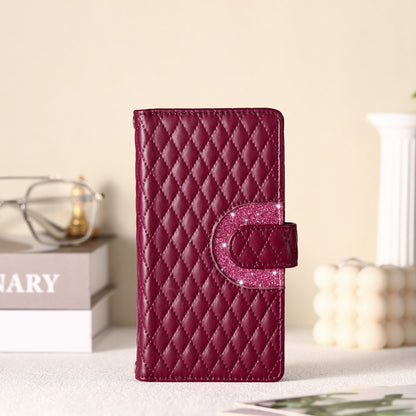 For Google Pixel 9 Pro XL Glitter Lattice Zipper Wallet Leather Phone Case(Wine Red) by buy2fix