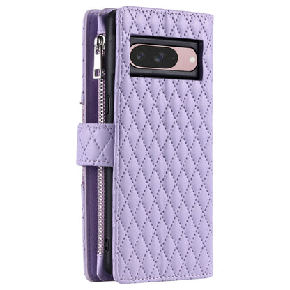 For Google Pixel 9 / 9 Pro Glitter Lattice Zipper Wallet Leather Phone Case(Purple) by buy2fix