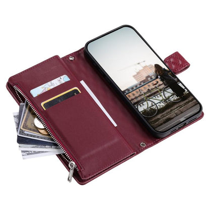 For Google Pixel 10 Pro XL Glitter Lattice Zipper Wallet Leather Phone Case(Wine Red) - Google Cases by buy2fix | Online Shopping UK | buy2fix
