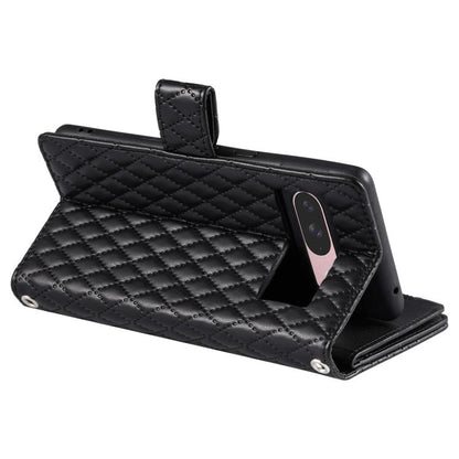 For Google Pixel 10 / 10 Pro Glitter Lattice Zipper Wallet Leather Phone Case(Black) - Google Cases by buy2fix | Online Shopping UK | buy2fix
