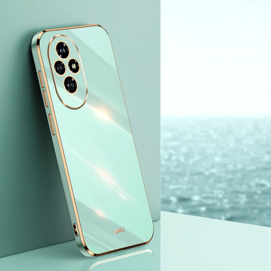 For Honor 200 XINLI Straight 6D Plating Gold Edge TPU Phone Case(Mint Green)