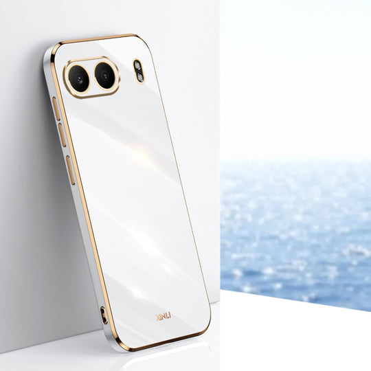 For OnePlus Nord 4 XINLI Straight 6D Plating Gold Edge TPU Phone Case(White)
