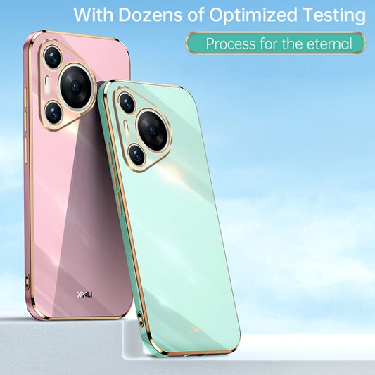 For Huawei Pura 70 XINLI Straight 6D Plating Gold Edge TPU Phone Case(Mint Green) - Huawei Cases by XINLI | Online Shopping UK | buy2fix