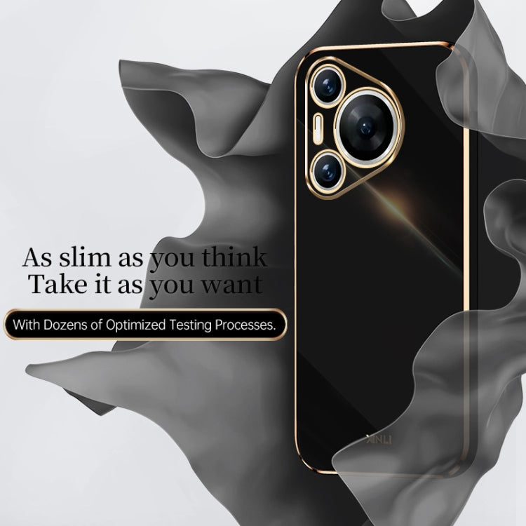 For Huawei Pura 70 XINLI Straight 6D Plating Gold Edge TPU Phone Case(Black) - Huawei Cases by XINLI | Online Shopping UK | buy2fix