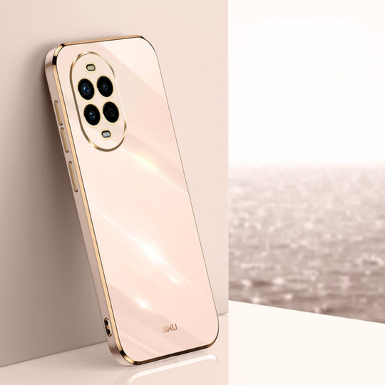 For Huawei Nova 13 Pro XINLI Straight 6D Plating Gold Edge TPU Phone Case(Pink)