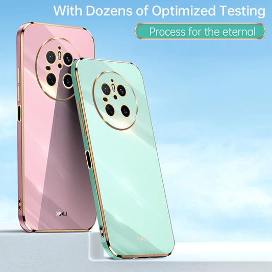 For Huawei Mate 70 XINLI Straight 6D Plating Gold Edge TPU Phone Case(Pink) - Huawei Cases by XINLI | Online Shopping UK | buy2fix