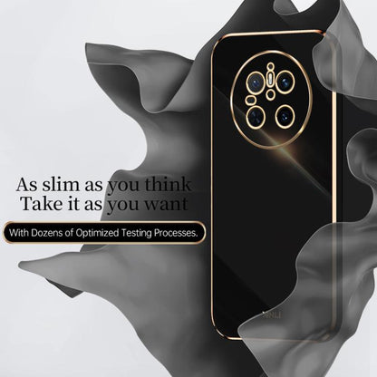 For Huawei Mate 70 XINLI Straight 6D Plating Gold Edge TPU Phone Case(Black) - Huawei Cases by XINLI | Online Shopping UK | buy2fix