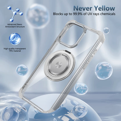 For iPhone 14 Gold Shield CD Pattern MagSafe Magnetic Phone Case with Rotating Stand(Transparent) by buy2fix