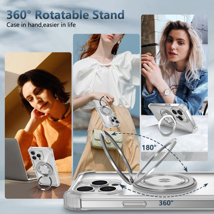 For iPhone 12 Pro Gold Shield CD Pattern MagSafe Magnetic Phone Case with Rotating Stand(Transparent) by buy2fix