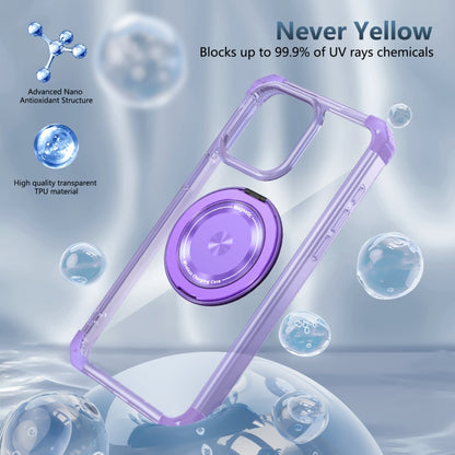 For iPhone 12 Pro Gold Shield CD Pattern MagSafe Magnetic Phone Case with Rotating Stand(Transparent Purple) by buy2fix
