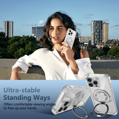 For iPhone 16 Pro Max Gold Shield CD Pattern MagSafe Magnetic Phone Case with Rotating Stand(Transparent) by buy2fix