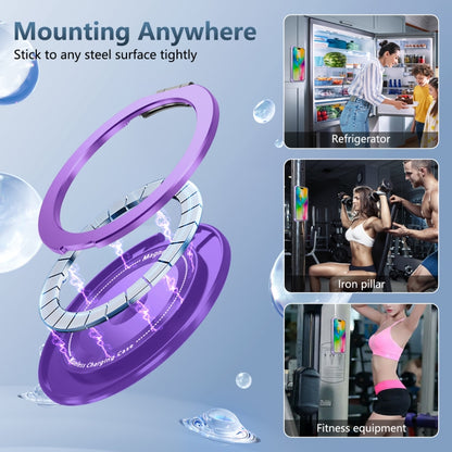 For iPhone 16 Pro Max Gold Shield CD Pattern MagSafe Magnetic Phone Case with Rotating Stand(Transparent Purple) by buy2fix