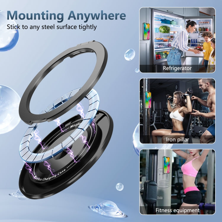 For iPhone 16 Pro Gold Shield CD Pattern MagSafe Magnetic Phone Case with Rotating Stand(Transparent Black) by buy2fix