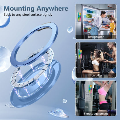 For iPhone 16 Pro Gold Shield CD Pattern MagSafe Magnetic Phone Case with Rotating Stand(Transparent Blue) by buy2fix