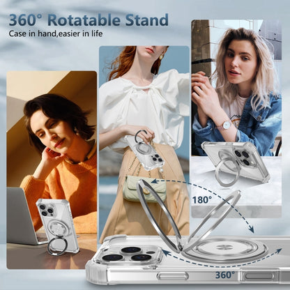 For iPhone 16 Pro Gold Shield CD Pattern MagSafe Magnetic Phone Case with Rotating Stand(Transparent) by buy2fix