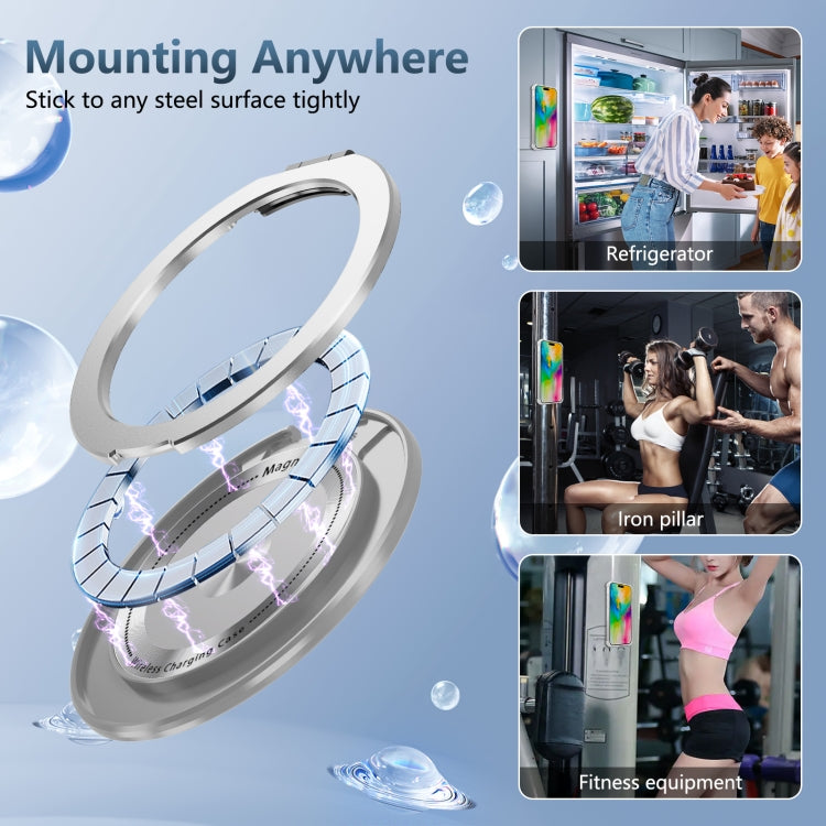 For iPhone 16 Pro Gold Shield CD Pattern MagSafe Magnetic Phone Case with Rotating Stand(Transparent) by buy2fix