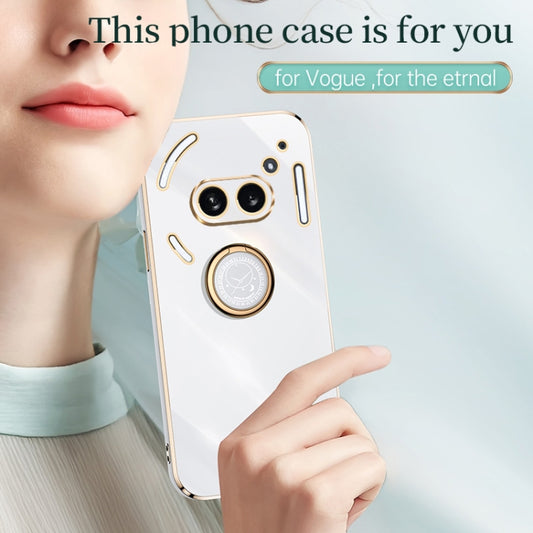 For Nothing Phone 2A XINLI Straight Edge 6D Electroplate TPU Phone Case with Ring Holder(Black) - Nothing Cases by XINLI | Online Shopping UK | buy2fix