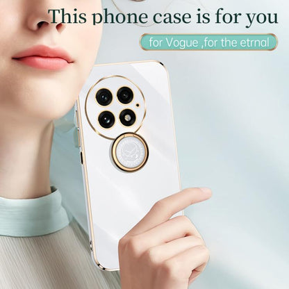For OnePlus 13 XINLI Straight Edge 6D Electroplate TPU Phone Case with Ring Holder(Pink) - OnePlus Cases by XINLI | Online Shopping UK | buy2fix