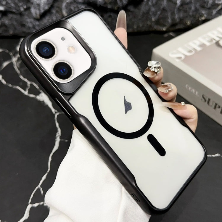 For iPhone 12 Pro Blade Electroplating Frosted MagSafe Magnetic Phone Case(Black) by buy2fix