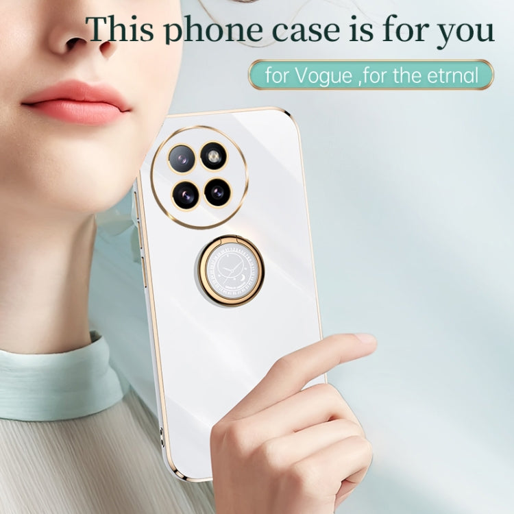 For Xiaomi Civi 4 Pro XINLI Straight Edge 6D Electroplate TPU Phone Case with Ring Holder(Mint Green) - Xiaomi Cases by XINLI | Online Shopping UK | buy2fix