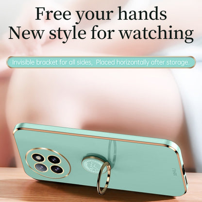 For Xiaomi Civi 4 Pro XINLI Straight Edge 6D Electroplate TPU Phone Case with Ring Holder(Mint Green) - Xiaomi Cases by XINLI | Online Shopping UK | buy2fix